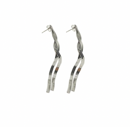 Silver line earrings