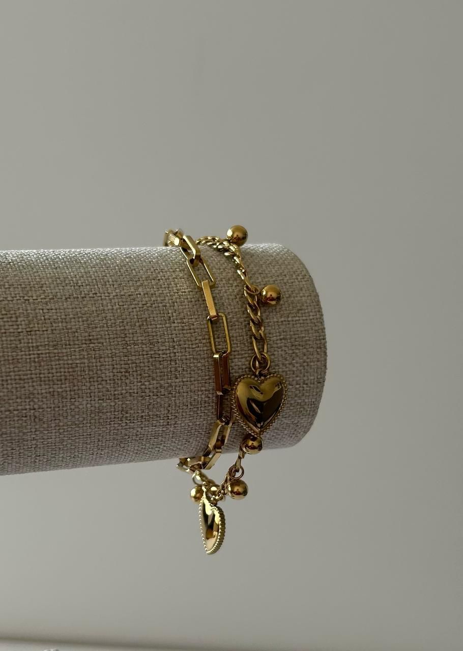 Heart Bracelet / Silver - gold